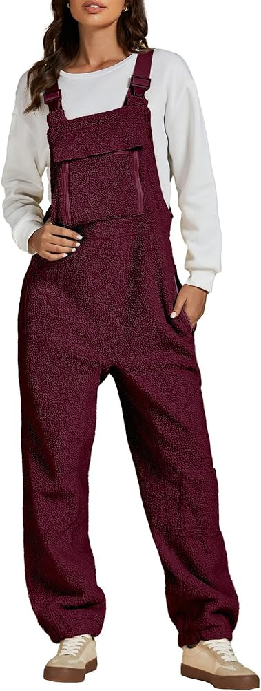 luvamia Sherpa Overalls for Women Baggy Warm Bib Fleece Fuzzy Winter Jumpsuits Adjustable Strap O... | Amazon (US)