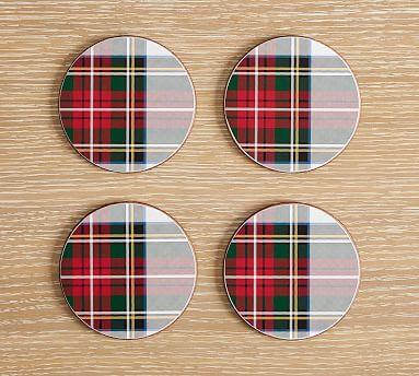 Stewart Plaid Cork Coasters - Set of 4 | Pottery Barn (US)
