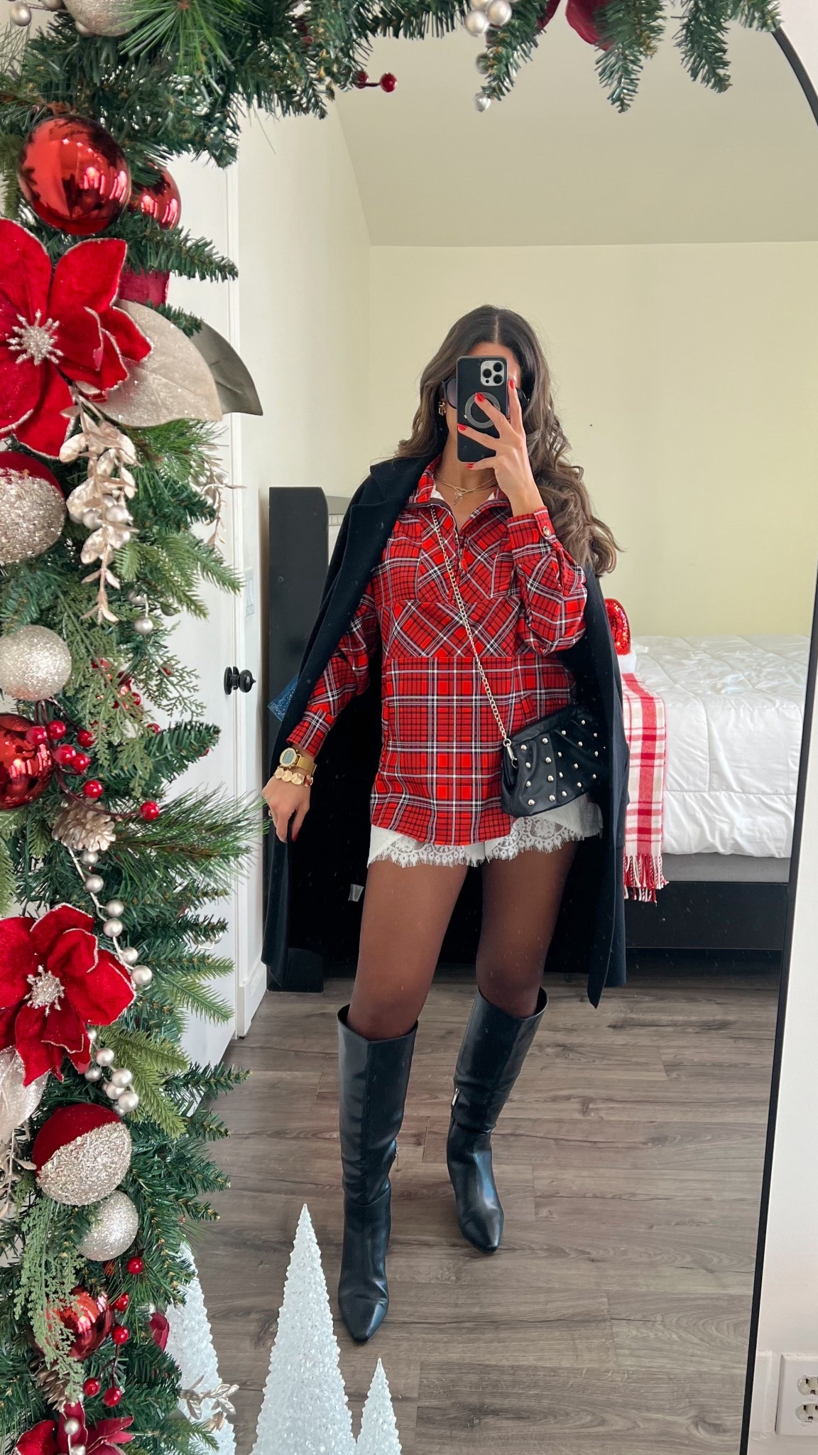 Casual chic holiday outfit idea. Love this plaid top and lace shorts. Add fleece tights for the colder weatherr

#LTKSeasonal #LTKFindsUnder50 #LTKHoliday