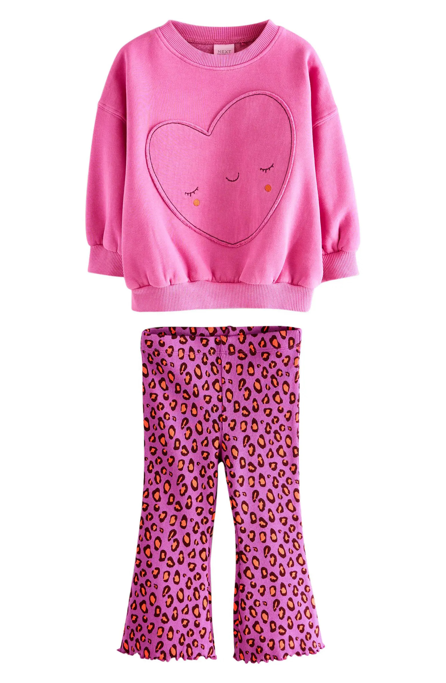 Kids' Heart Sweatshirt & Flare Leggings Set | Nordstrom