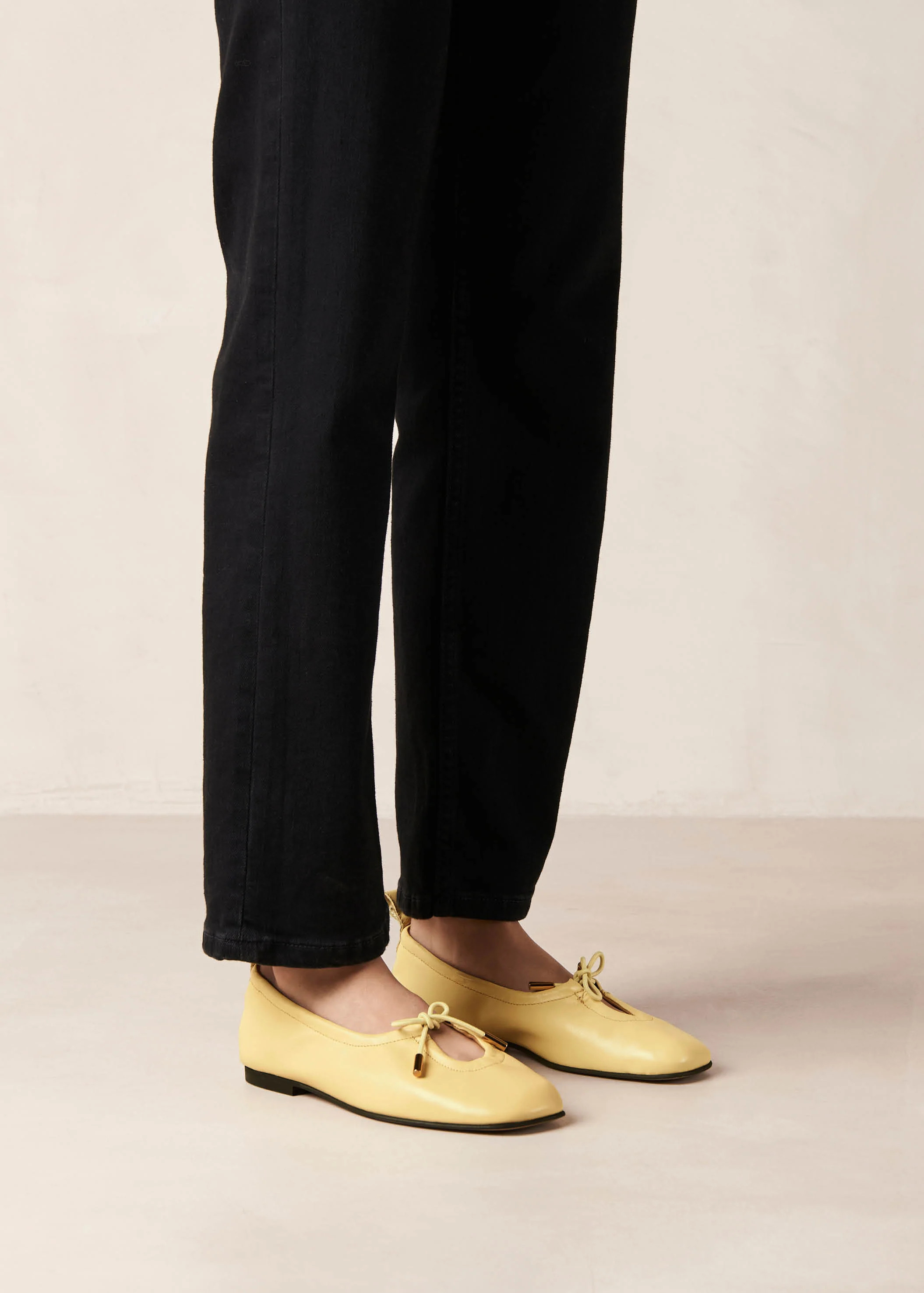 Rosalind Yellow Leather Ballet Flats | ALOHAS | Alohas US