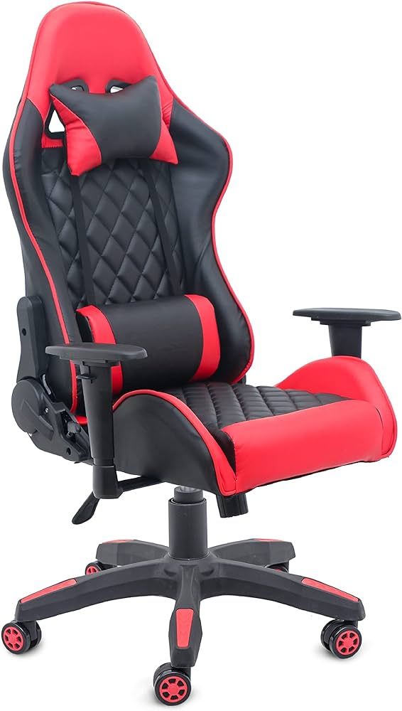 Comfty Red & Black Diamond Quilted Leather Chairs, Multicolor | Amazon (US)