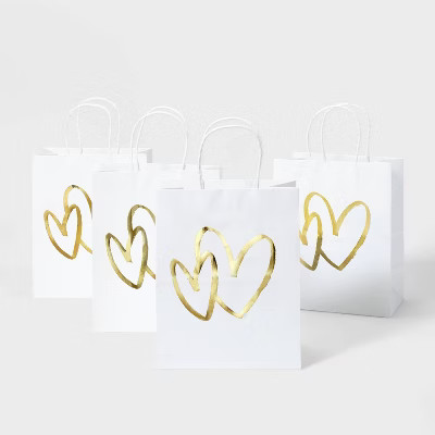 Gold Hearts Small Wedding - 4pc - Gift Bag - Spritz™ | Target