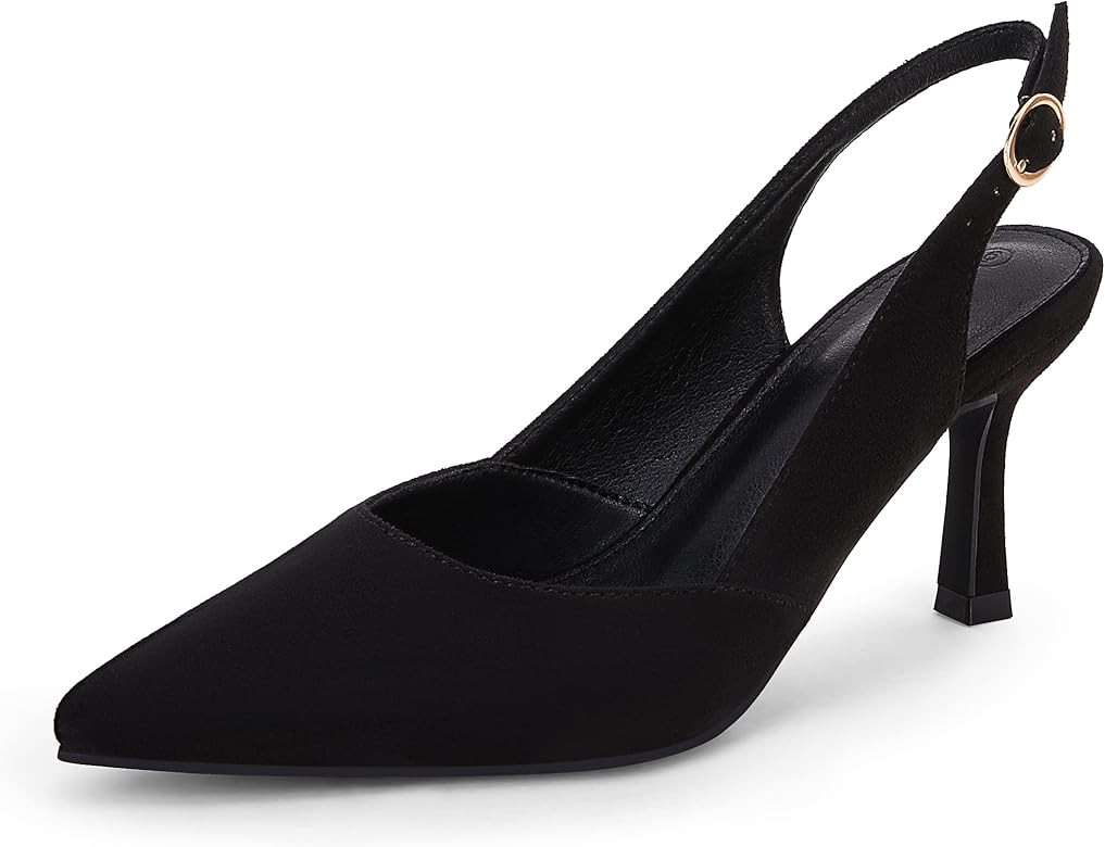 Rilista Women's Slingback Kitten Heels Closed Pointed Toe Wedding Party Dress Pumps Shoes | Amazon (US)