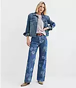 Tall High Rise Wide Leg Jeans in Floral | LOFT