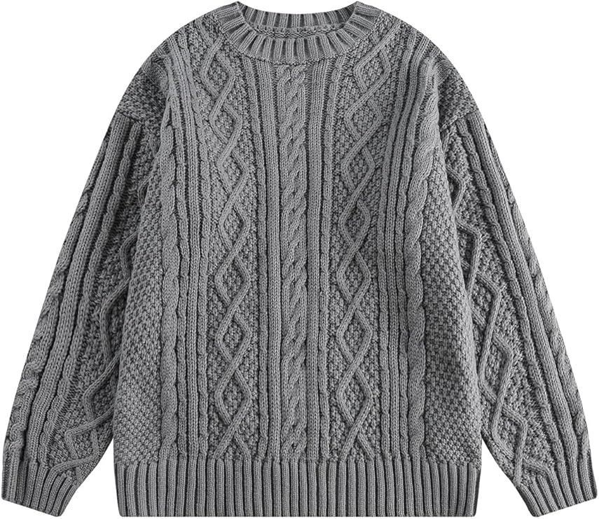Vamtac Cable Knit Sweater Women Oversized Knitted Fall Long Sleeve Knit Beige Pullover Chunky Swe... | Amazon (US)