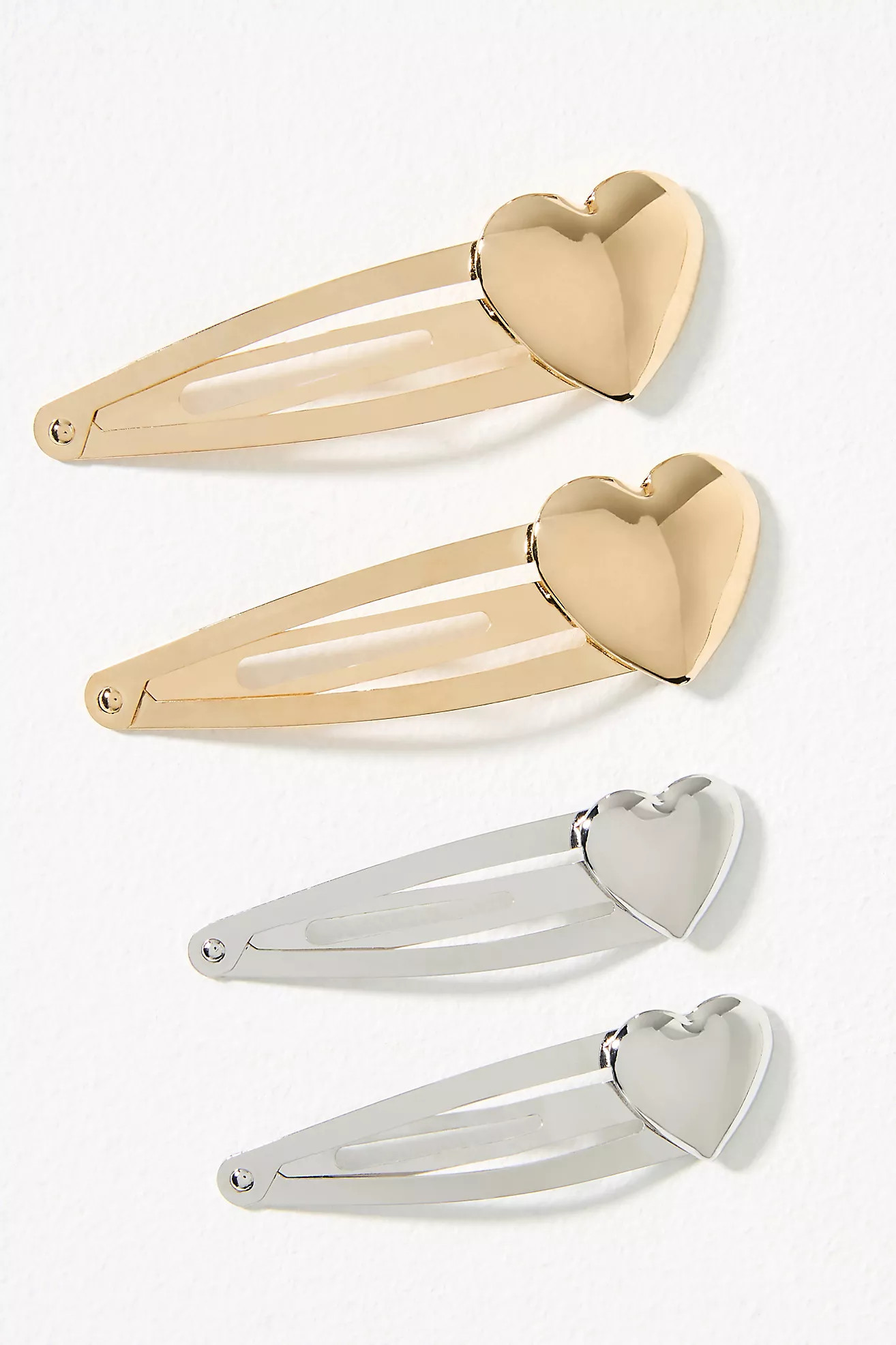 Metallic Heart Barrettes, Set of 4 | Anthropologie (US)