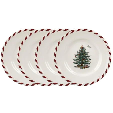 Spode Christmas Tree Canape Plates - Set of 4 | Peppermint Design, Holiday Dinner Plate | Christmas Serving Plate & Festive Appetizer Plate | Seasonal Decorative Plate, Holiday Tableware | Walmart (US)