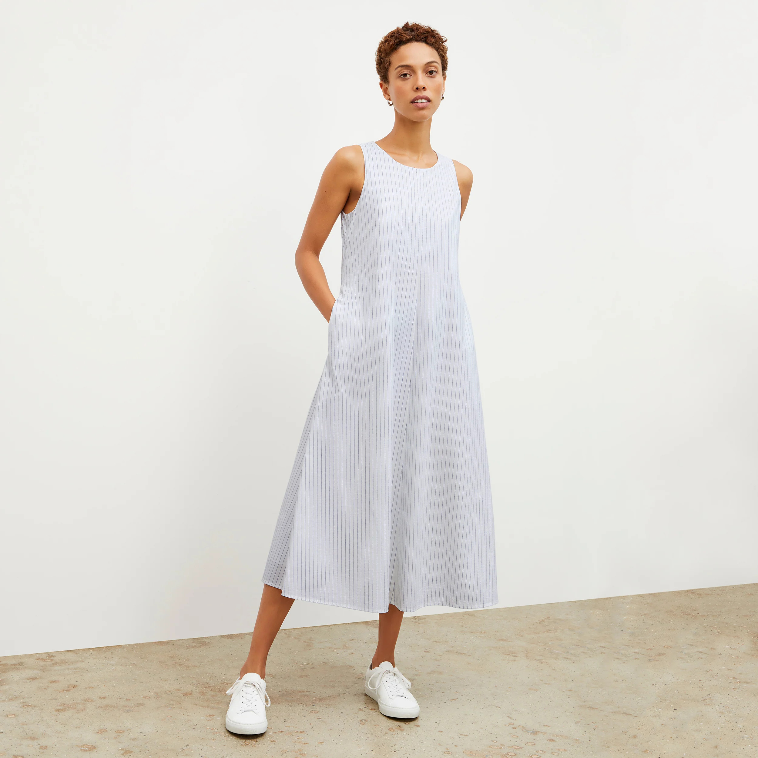 Fatima Dress - Poplin Stripe :: Blue / Ivory | MM LaFleur