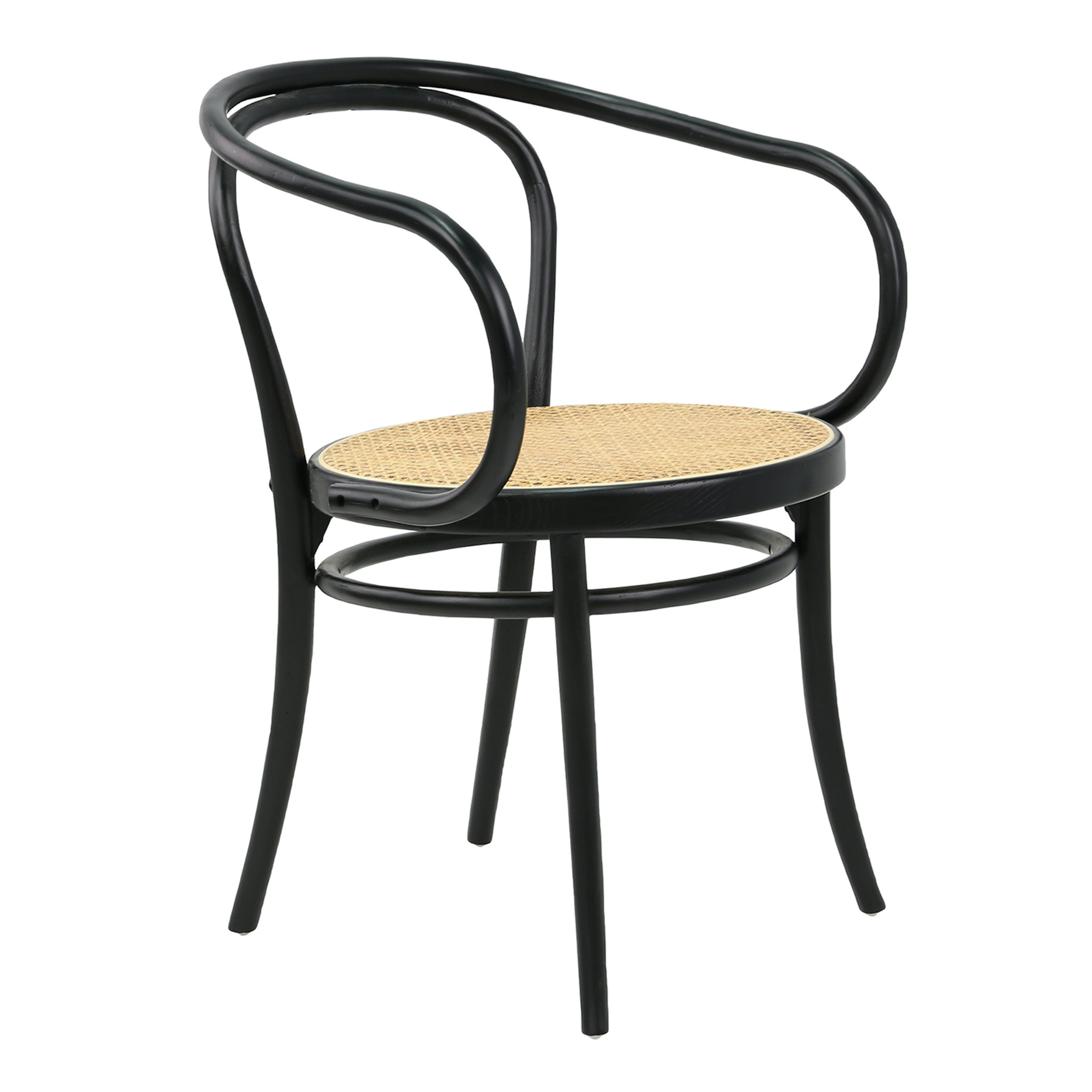 Coasta Elm Wood and Rattan Cane Curved Arm Dining Chair | World Market