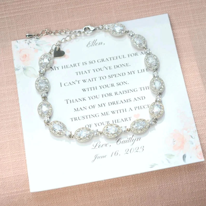 Mother of Groom Gift From Bride, Mother in Law Gift, Poem Card, Oval Bracelet Crystal Diamond, Mo... | Etsy (US)