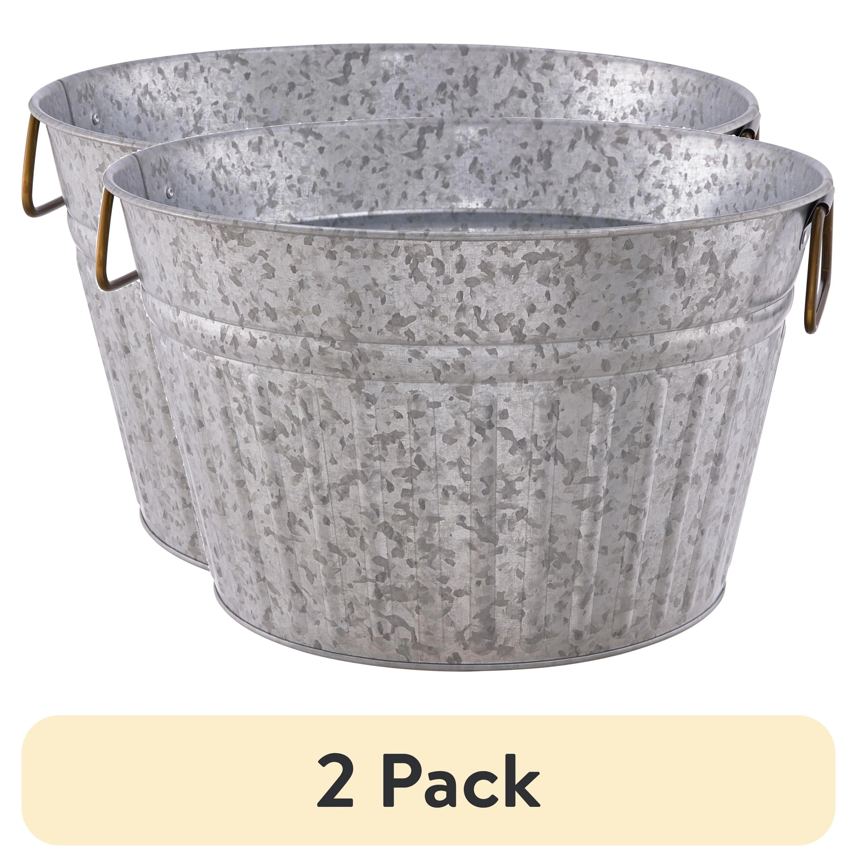 (2 pack) Better Homes & Gardens - Galvanized Round Tub, 15 IN D x 9 IN H | Walmart (US)
