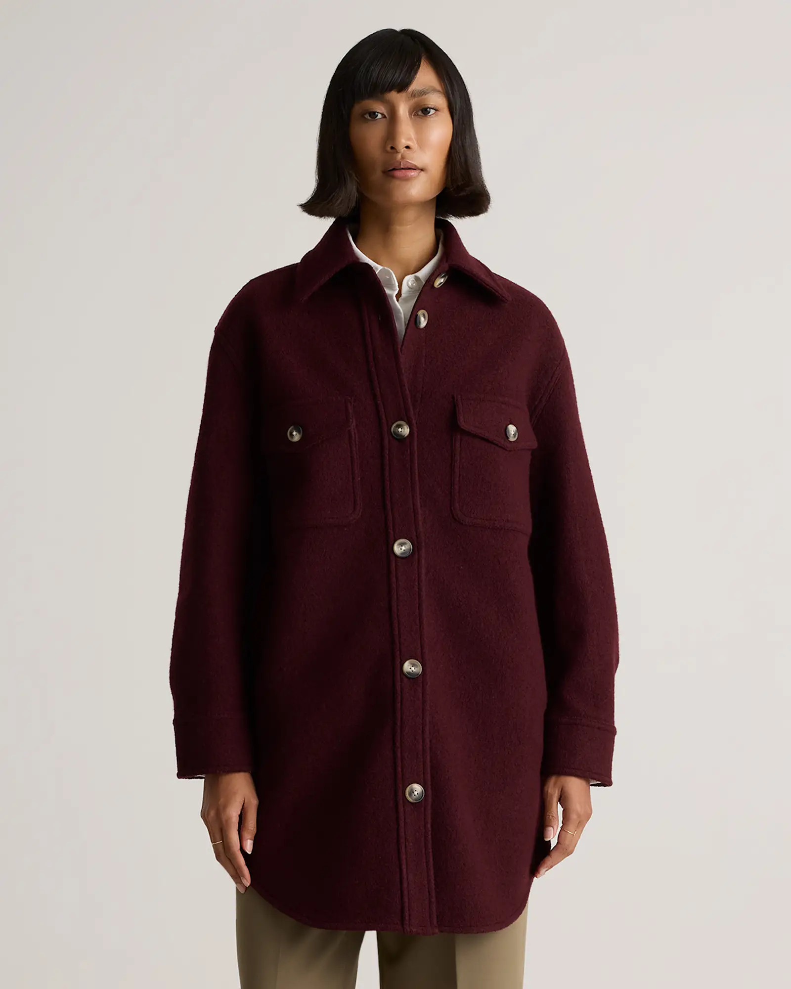 100% Merino Wool Long Shirt Jacket | Quince