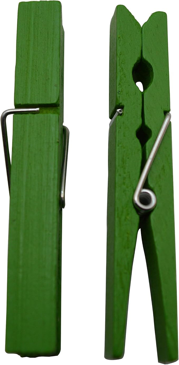 Wood Craft Clothespins Laundry Peg with Spring 2.9" Color Green Pack of 25 | Amazon (US)