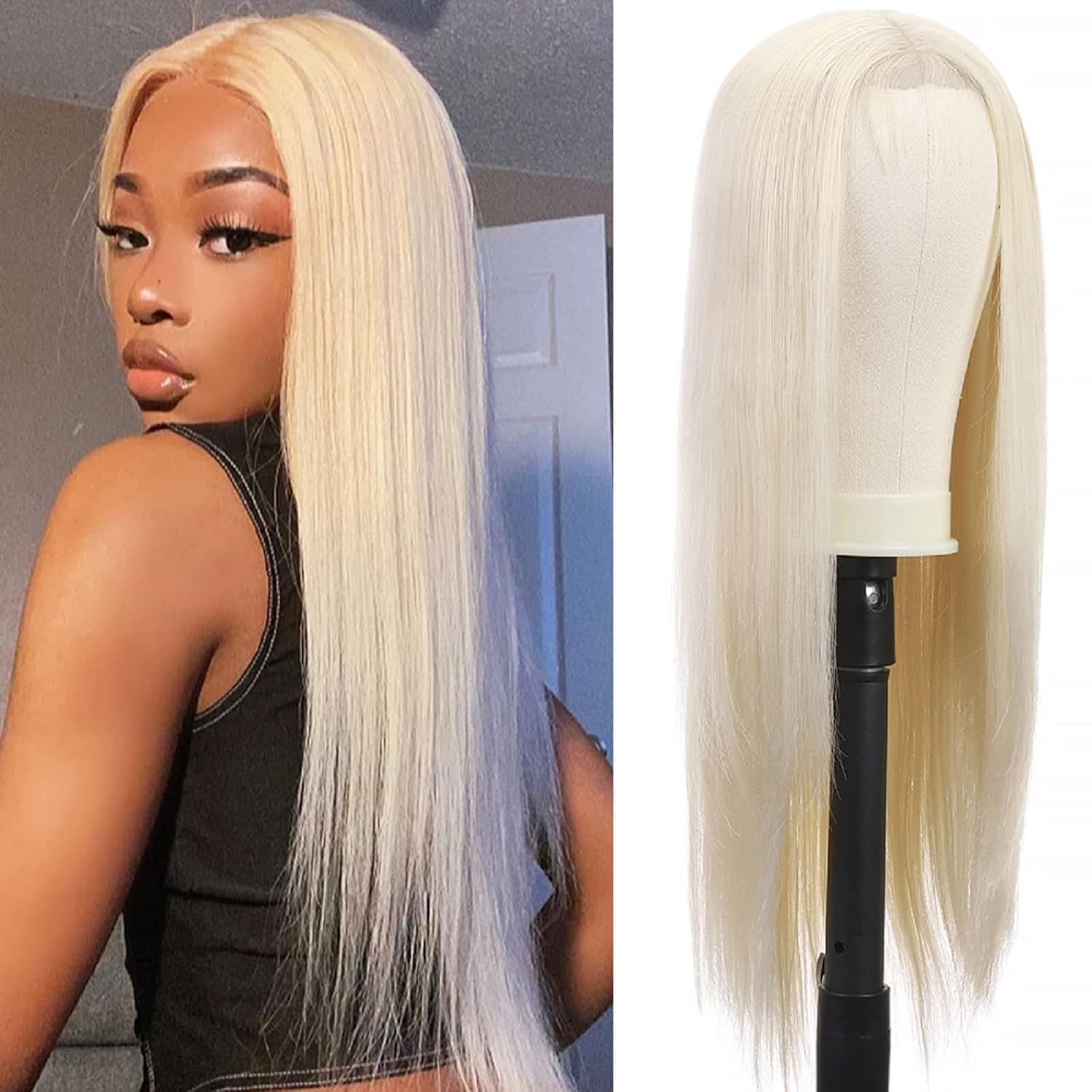 613 Blonde Lace Front Wigs for Women Blonde Wig Long Straight Synthetic Lace Front Wigs 4x4 Lace ... | Amazon (US)