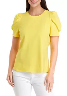 Women's Short Puff Sleeve Pleated Top | Belk