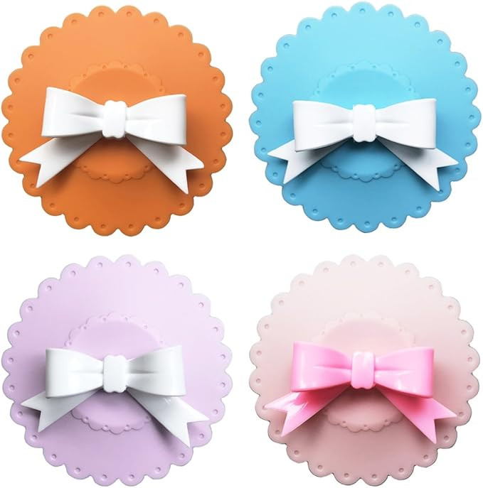 Silicone Cup Lid 4 PCS Silicone Suction Lids with Bow Knob Little Bowl Lids Mug Covers to Keep Du... | Amazon (US)