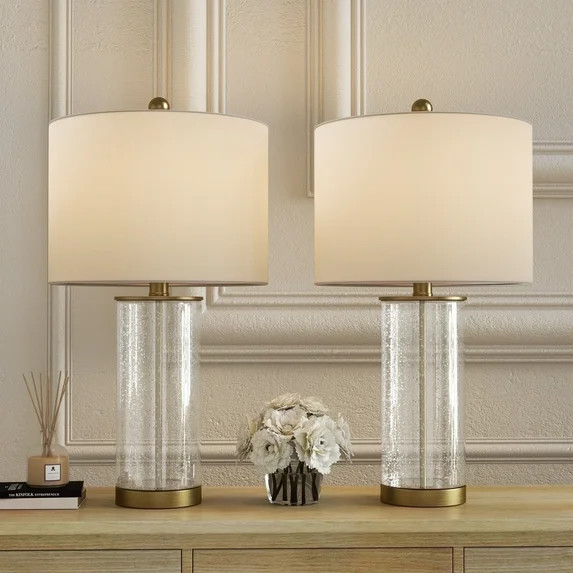 Maxax Bubble Glass Table Lamps for Living Room Set of 2,  23"  Modern Gold Bedside Nightstand Lam... | Walmart (US)