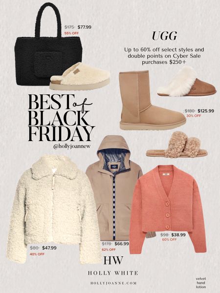 UGG Black Friday Sale! Up to 60% off select styles!  Follow @hollyjoannew for style inspo and sales! So glad you’re here babe!! Xx 

Black Friday | Cyber Week | Cyber Monday | UGG boots | Sherpa Teddy Jacket | Raincoat | Cardigan | Slippers | Tote Bag | Button Cardigan | Sale Finds | Holiday Outfits | Thanksgiving Outfit | Gift Ideas | Holiday Beauty Gifts | Luxury Designer Deals 
#HollyJoAnneW

#LTKCyberWeek #LTKGiftGuide #LTKsalealert