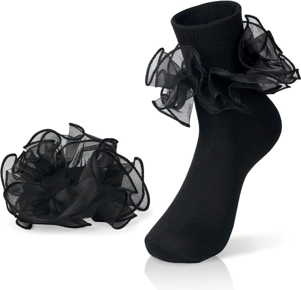 Snycler Women's Big Ruffle Ankle Socks, Adult Lace Turn Cuff Cotton Frilly Dress Socks Cute Bobby... | Amazon (US)