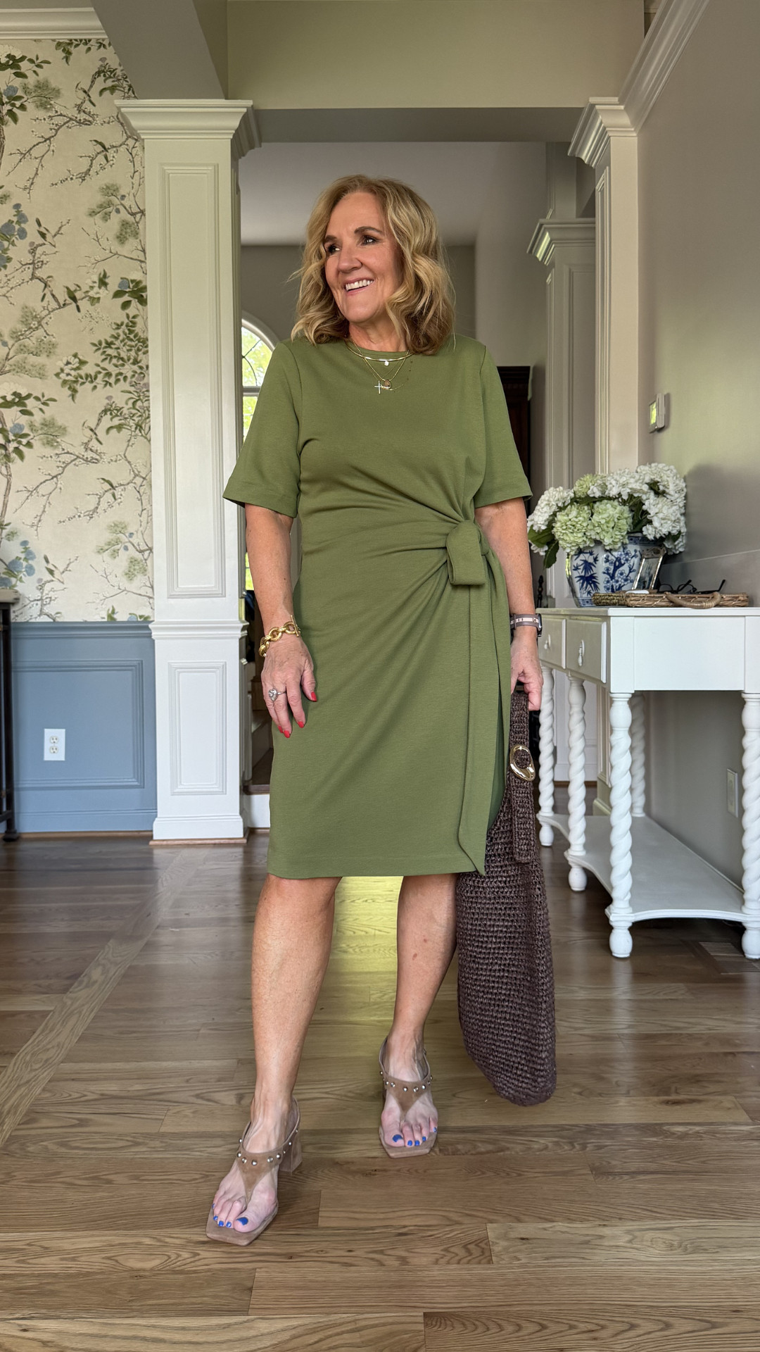 An effortlessly flattering olive green dress. Simple, chic, and perfect for elevated everyday summer style. 🫶🏻 

 #LTKootd #LTKSeasonal #LTKOver40