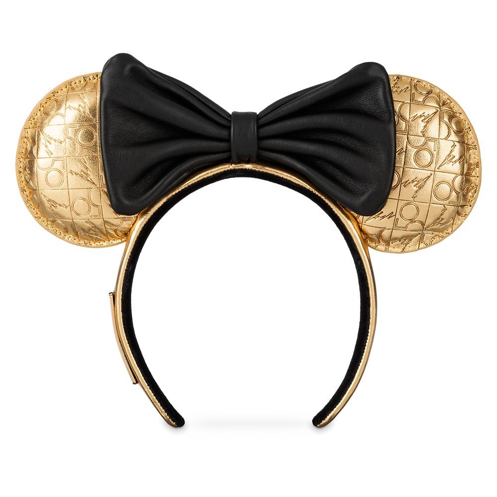 Walt Disney World 50th Anniversary Loungefly Leather Minnie Mouse Ear Headband for Adults | shopDisney