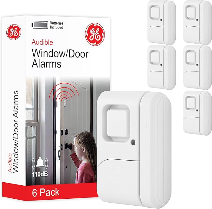 GE Personal Security Window and Door Alarm, 6 Pack, DIY Protection, Burglar Alert, Wireless Chime... | Amazon (US)