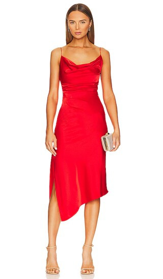 Vista Asymmetrical Slit Midi Slip Dress in Chili Pepper | Revolve Clothing (Global)
