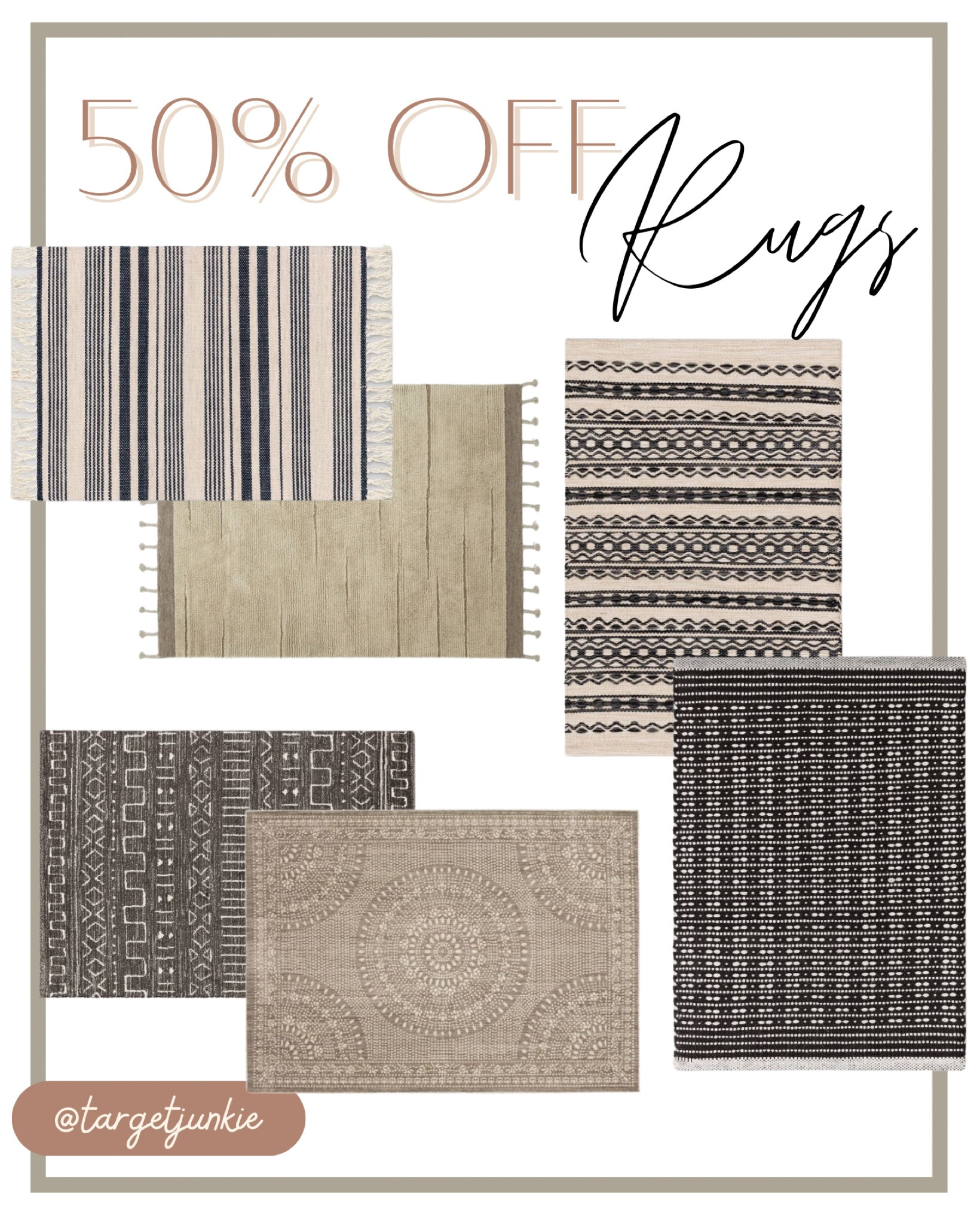 Great deal on rugs! 50% off at Target right now!

Target deals, Target sale, Target home, area rugs, runners, kitchen, entryway 

#LTKhome #LTKsalealert