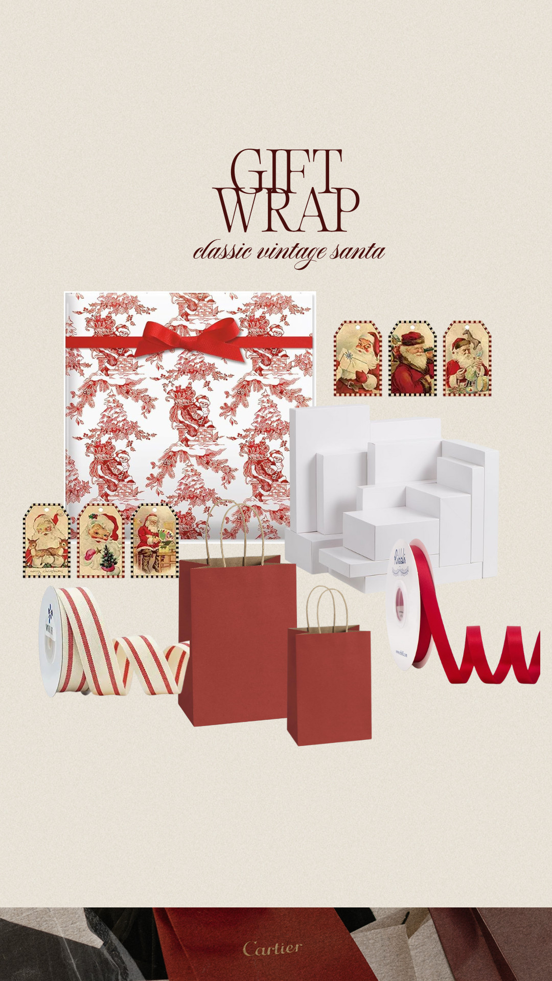 Aimyoo Kraft Christmas Wrapping Paper Jumbo Roll, Red Stripe Reindeer Snowflakes Design, Xmas Gif... | Amazon (US)