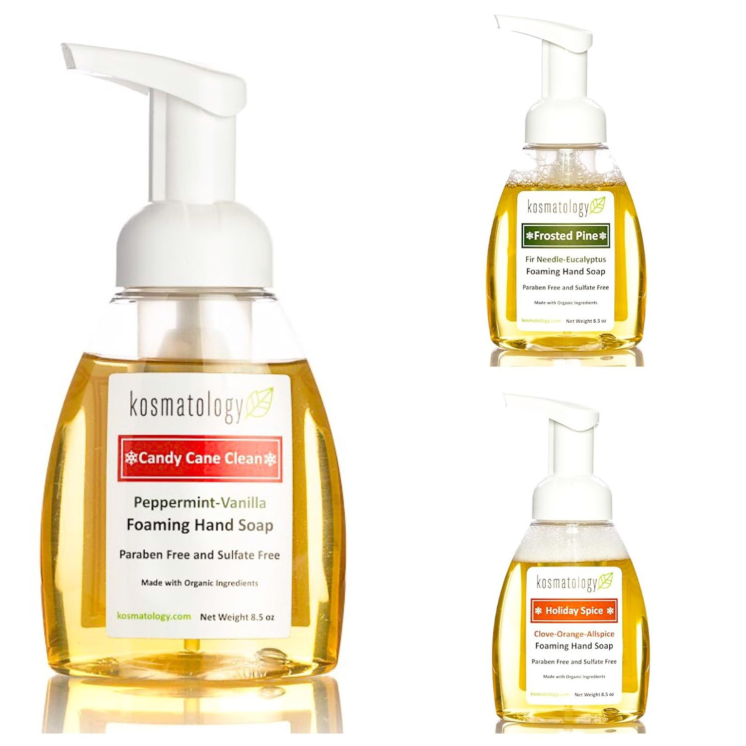 Kosmatology Holiday Foaming Hand Soap - Limited Edition (Candy Cane Clean (Peppermint-Vanilla)) | Amazon (US)