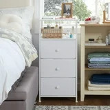Mainstays 3 Drawer Fabric Nightstand with USB, Arctic White Boucle | Walmart (US)