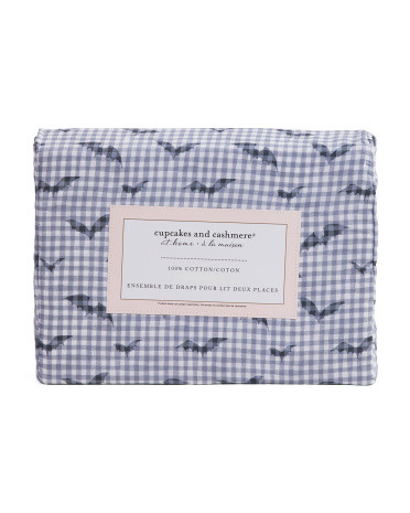 Bat Picnic Gingham Sheet Set | TJ Maxx