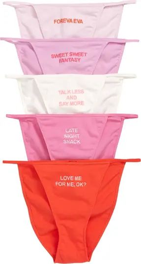 Assorted 5-Pack Cotton Jersey String Bikinis | Nordstrom