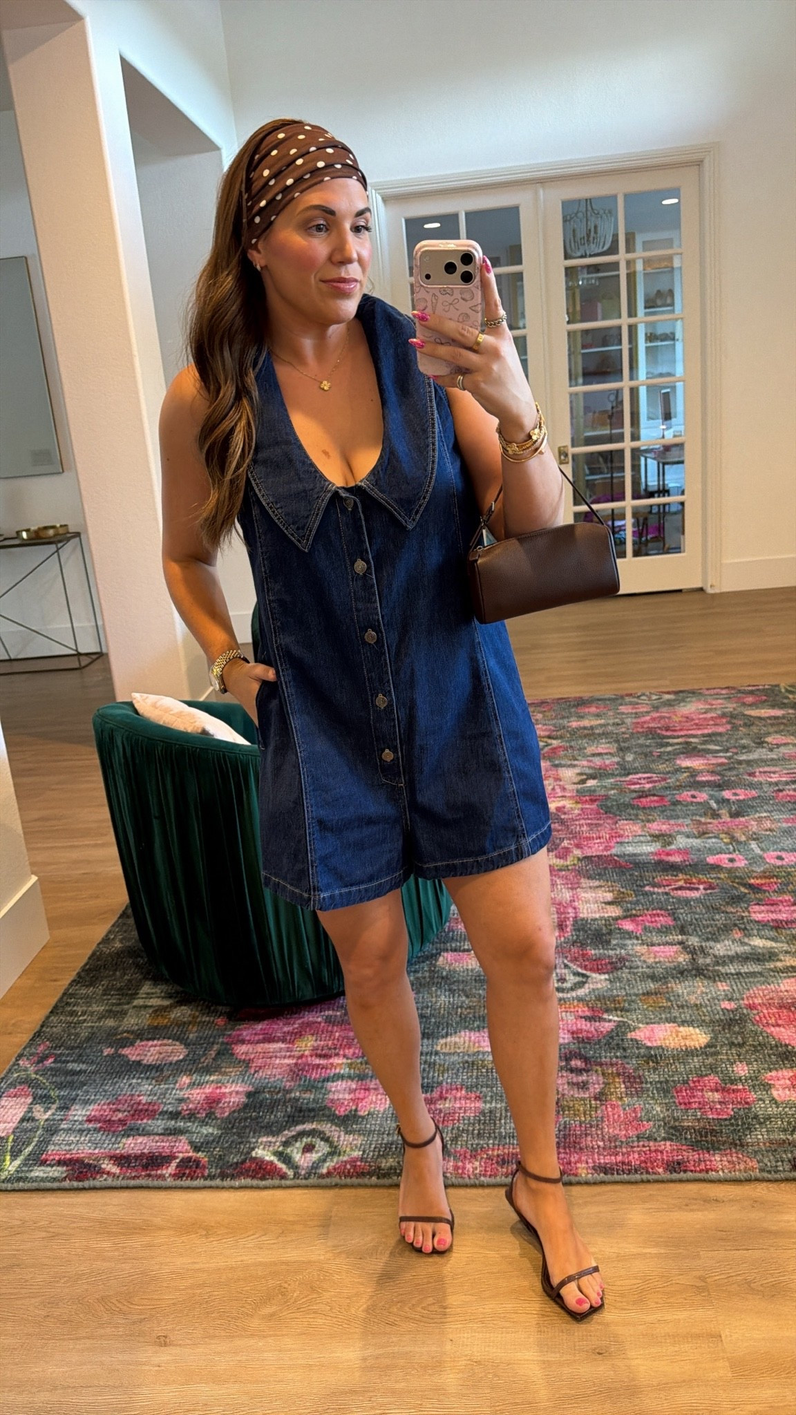 curvy midsize summer casual look! wearing size large in denim romper (could have taken the medium, it’s roomy!) and linking all of my exact brown accessories 🤎

#LTKSeasonal #LTKMidsize #LTKSaleAlert