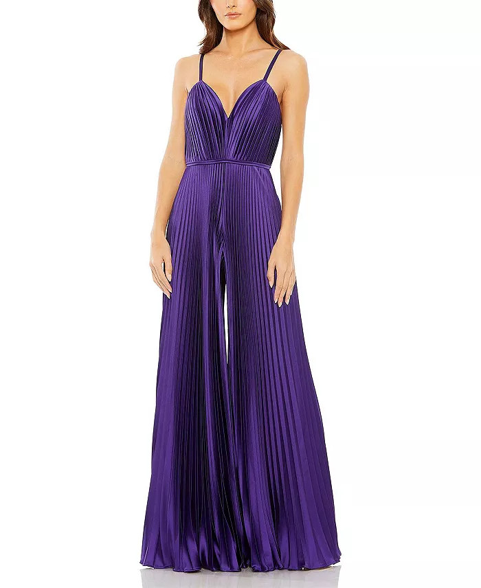 Pleated Plunge Neck Wide Leg Jumpsuit | Bloomingdale's (US)