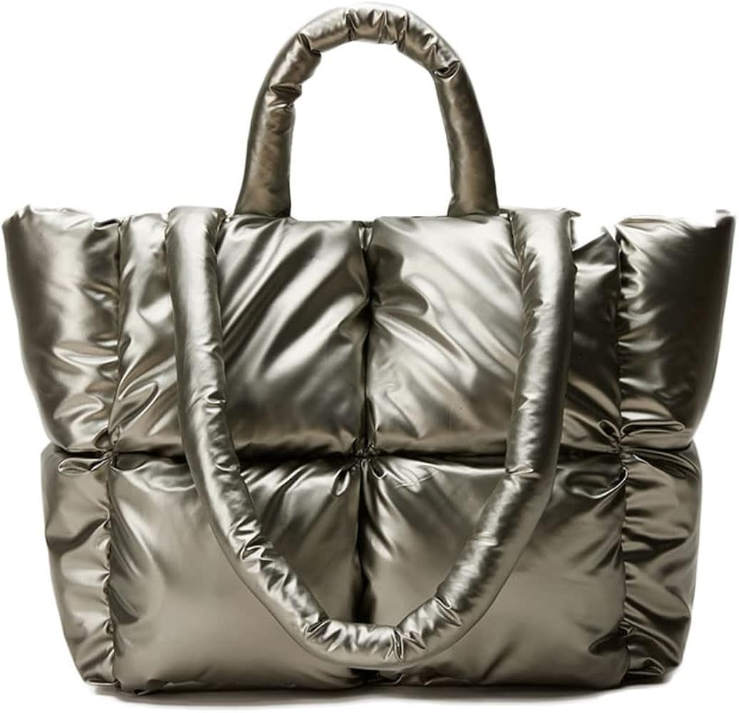 Tote Bag large Handbag Cotton Down Shoulder Bag Shinning Hobo Tote Bag Solid Color Retro Casual C... | Amazon (US)