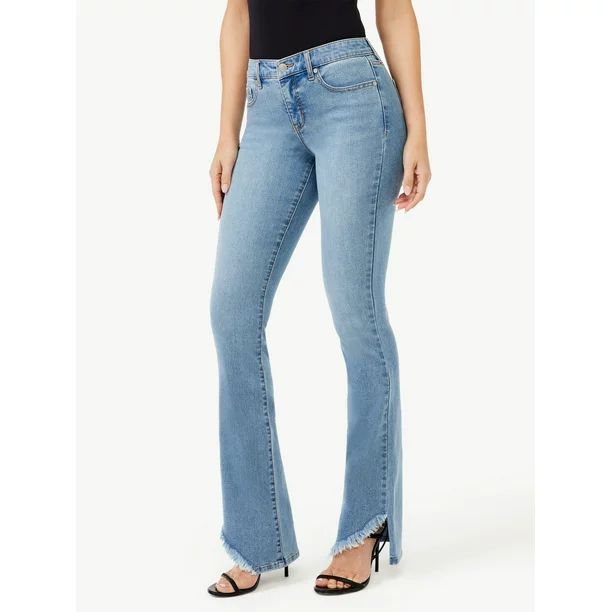 Sofia Jeans Women's Marisol Boot Mid-Rise Slant Fray Hem Jeans | Walmart (US)