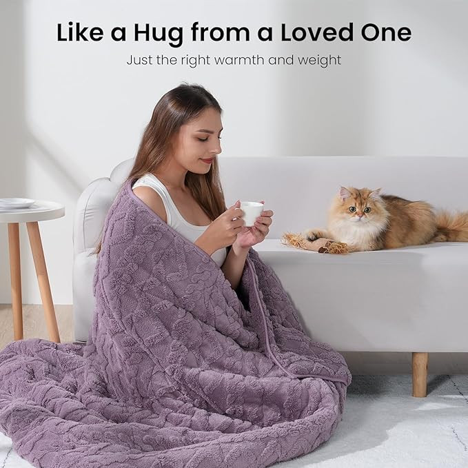 Drewin Weighted Blanket Queen Size 60 x 80 inches Jacquard Sherpa Purple | Amazon (US)