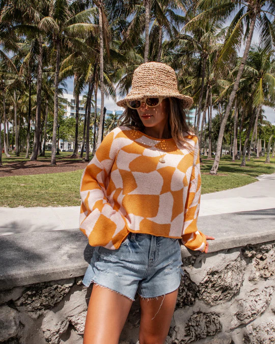 Rowyn Checkered Abstract Sweater | VICI