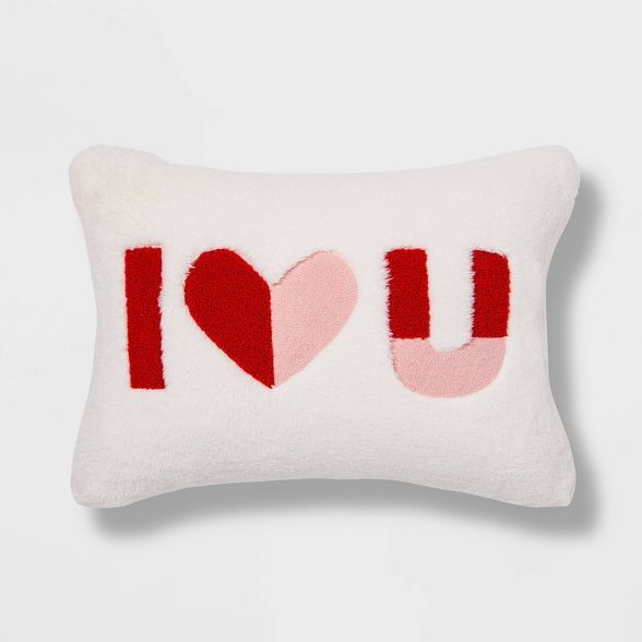 I Heart U' Valentine's Day Lumbar Throw Pillow White - Spritz™ | Target