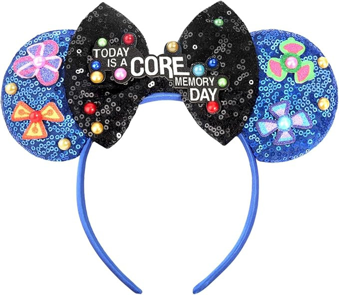 ETLUK Mouse Ears Headband, Sequin Bow Blue Headband for Women Girls Adult, Parks Ears for Cosplay... | Amazon (US)