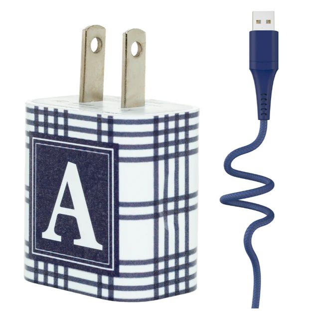 Navy Plaid Letter Set | Classy Chargers