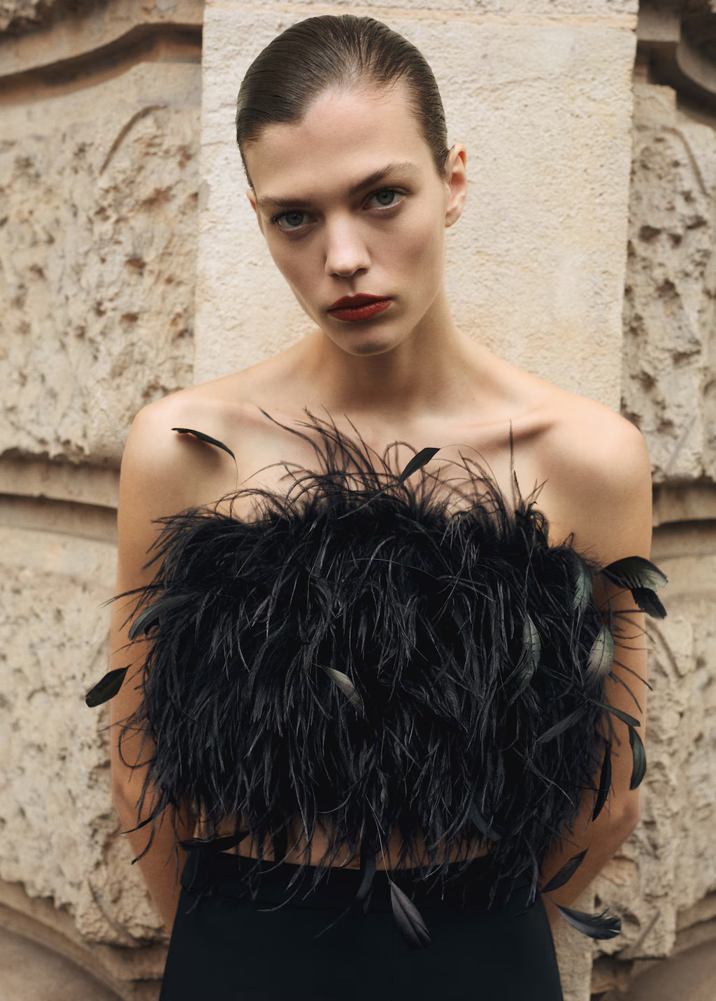 Feather bandeau-style top - Women | MANGO USA | Mango (US/MX/AU)