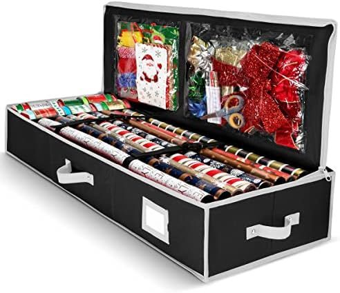 Gift Wrap Organizer, Christmas Wrapping Paper Storage Bag w/Useful Pockets for Xmas Accessories, ... | Amazon (US)