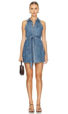 Alice + Olivia Miranda Mini Denim Dress in Albee Vintage Blue from Revolve.com | Revolve Clothing (Global)