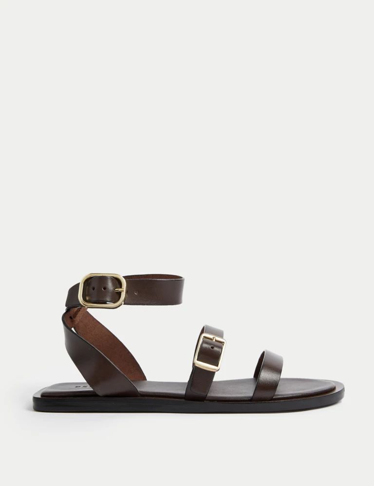 Leather Buckle Strappy Flat Sandals | Marks & Spencer (UK)