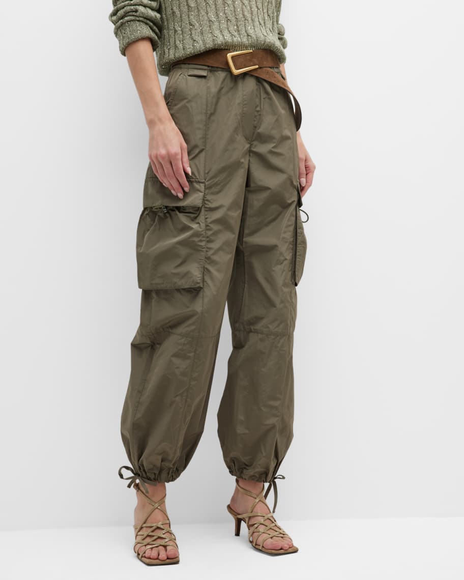 Taffeta Cargo Pants with Drawcord Patch Pockets | Neiman Marcus