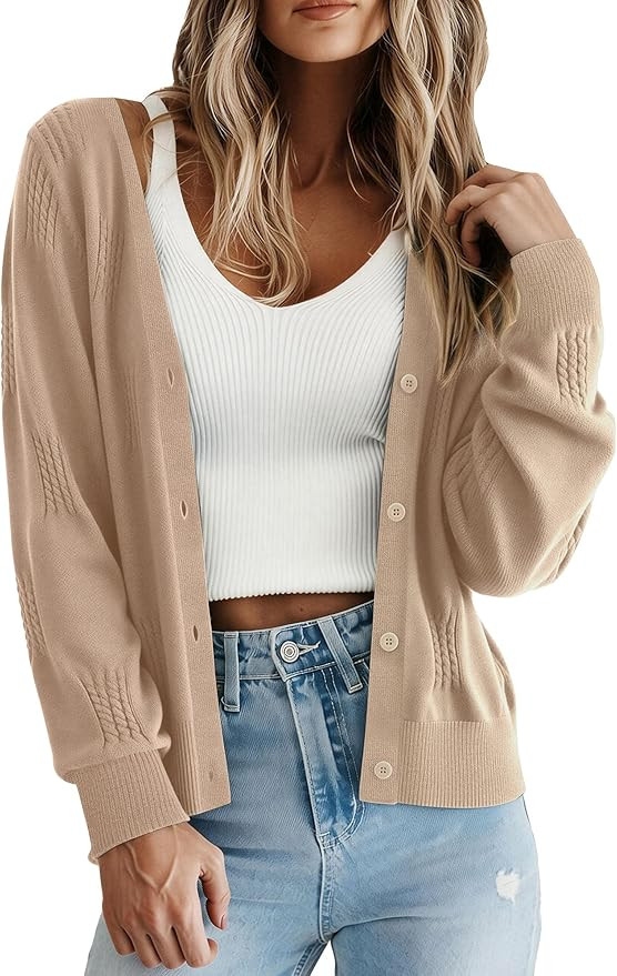 PRETTYGARDEN Cardigan Sweaters for Women Lightweight Knit Button Up V Neck Shrugs 2025 Trendy Win... | Amazon (US)
