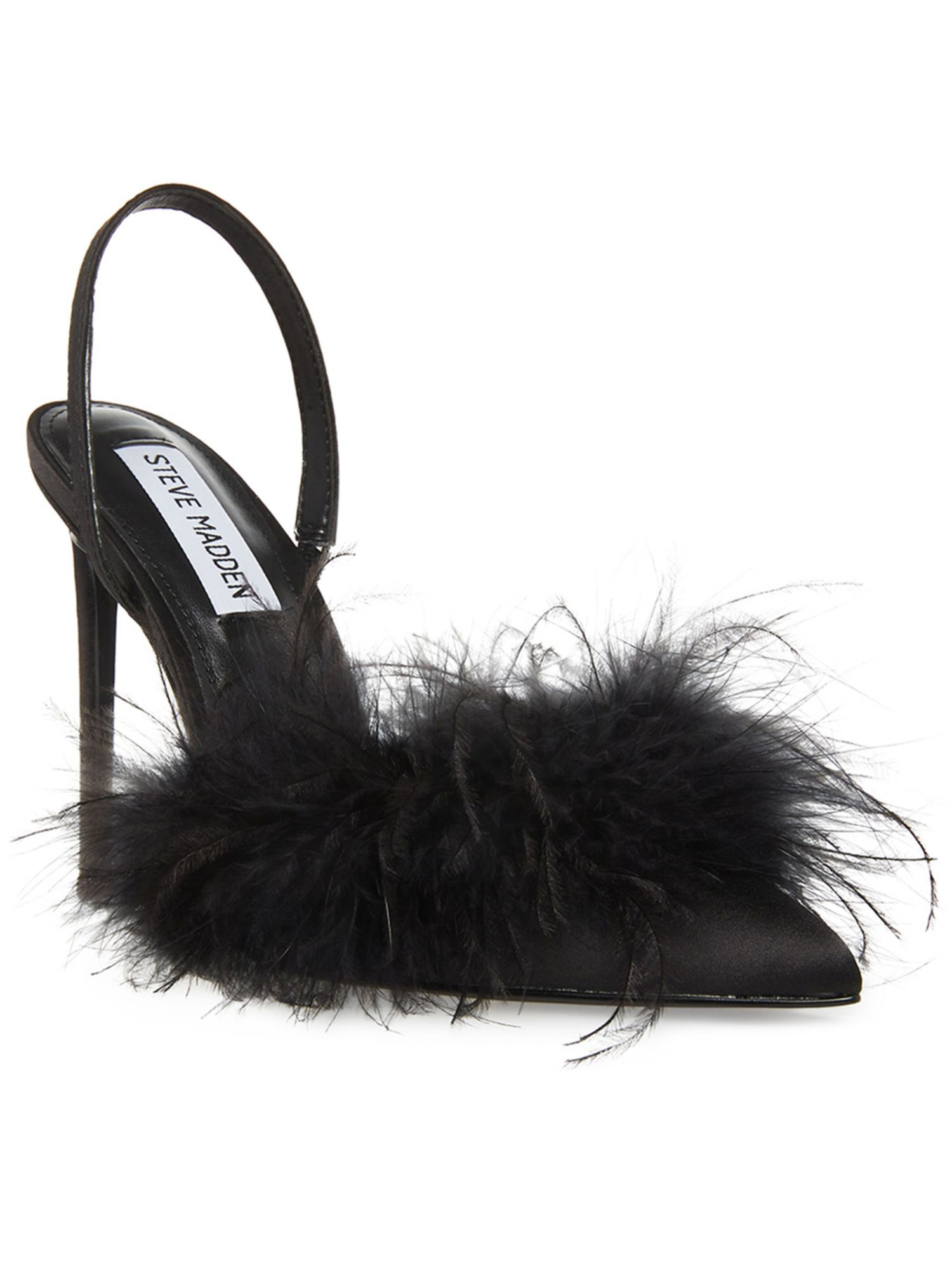 STEVE MADDEN Womens Black Feather Trim Padded Alexis Pointed Toe Stiletto Slip On Slingback 7 M | Walmart (US)